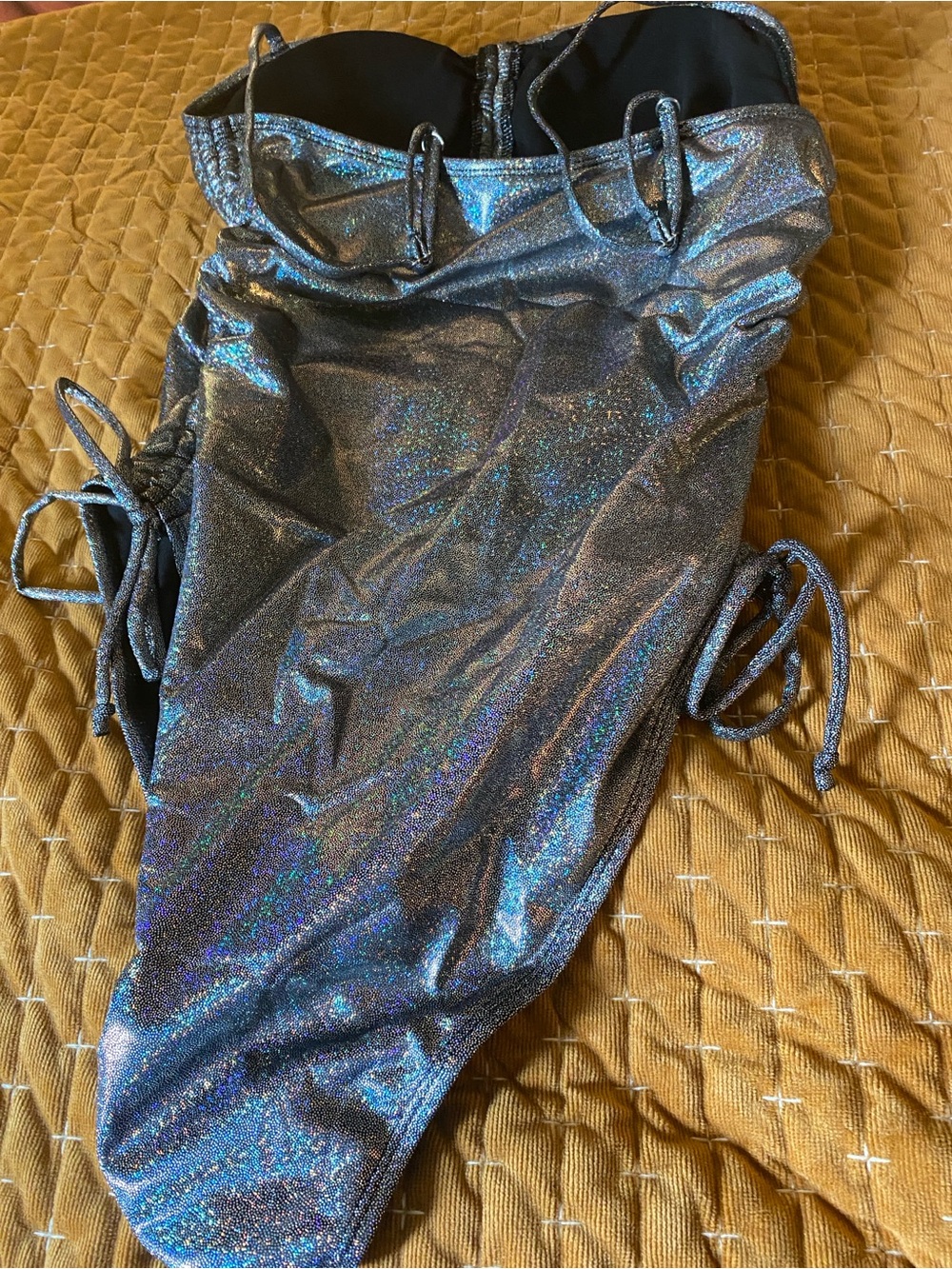 Sparkle Silver Cutout One-Piece Swimsuit - Brand New in Original Packaging - Picture 4 of 5
